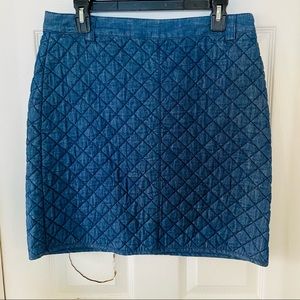 BROOKS BROTHER denim jean quilted side zip cotton skirt Size 8